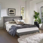 Letto a piattaforma Queen Legend in tessuto grigio