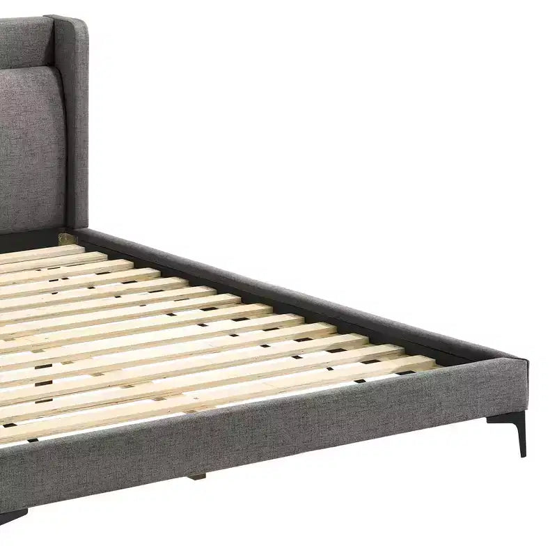 Letto a piattaforma Queen Legend in tessuto grigio