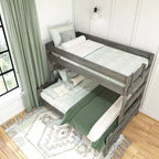 Letto a castello singolo sopra una piazza e mezza, letti a castello in legno massello stile fattoria moderna per bambini