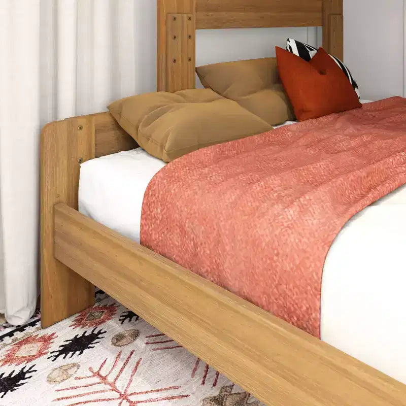 Letto a castello singolo sopra una piazza e mezza, letti a castello in legno massello stile fattoria moderna per bambini