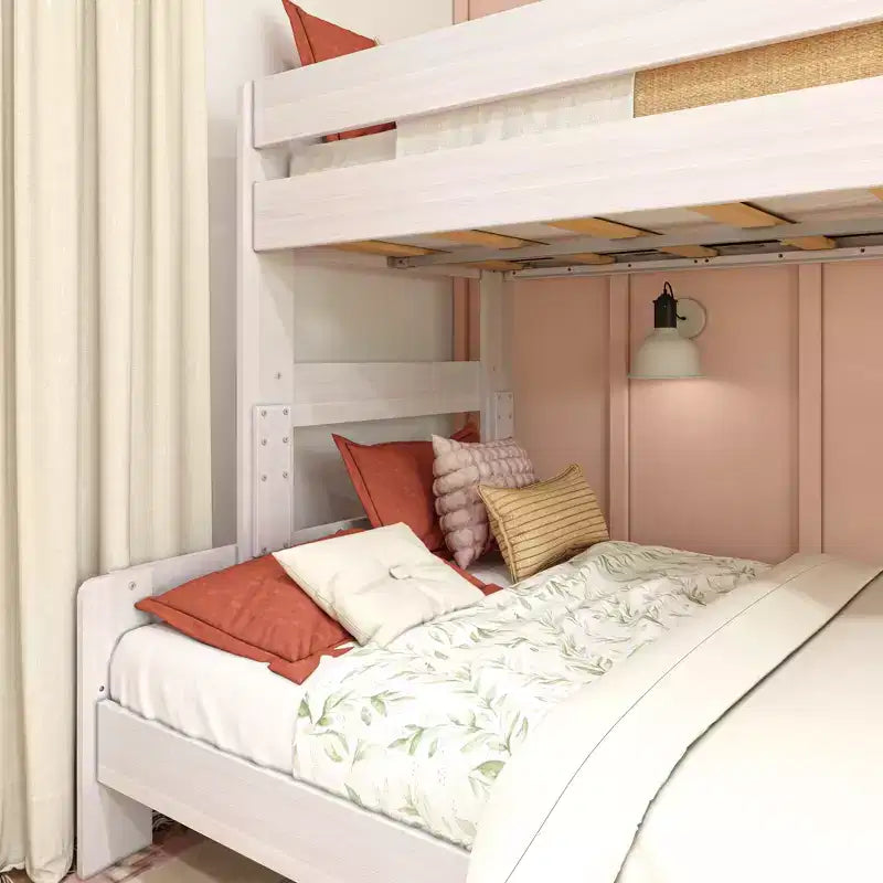 Letto a castello singolo sopra una piazza e mezza, letti a castello in legno massello stile fattoria moderna per bambini