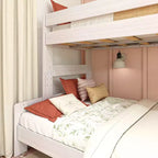Letto a castello singolo sopra una piazza e mezza, letti a castello in legno massello stile fattoria moderna per bambini