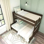 Letto a castello singolo sopra una piazza e mezza, letti a castello in legno massello stile fattoria moderna per bambini