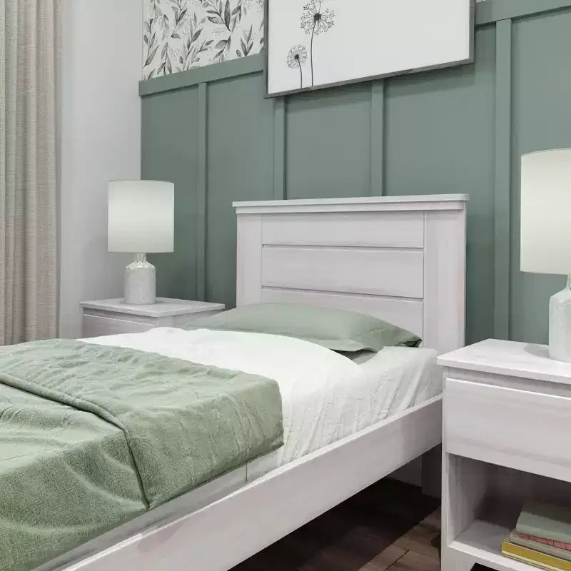Struttura Letto Singolo con Testiera a Pannelli, Letto a Piattaforma Moderno Stile Fattoria in Legno Massello