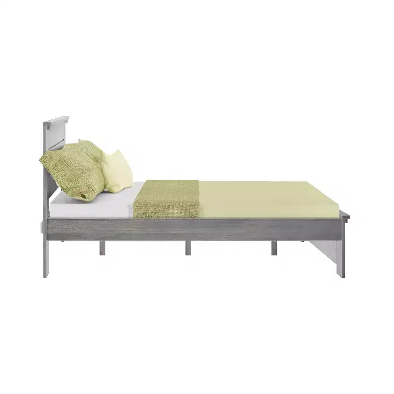 Struttura Letto Singolo con Testiera a Pannelli, Letto a Piattaforma Moderno Stile Fattoria in Legno Massello