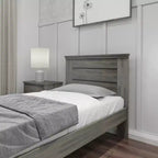 Struttura Letto Singolo con Testiera a Pannelli, Letto a Piattaforma Moderno Stile Fattoria in Legno Massello