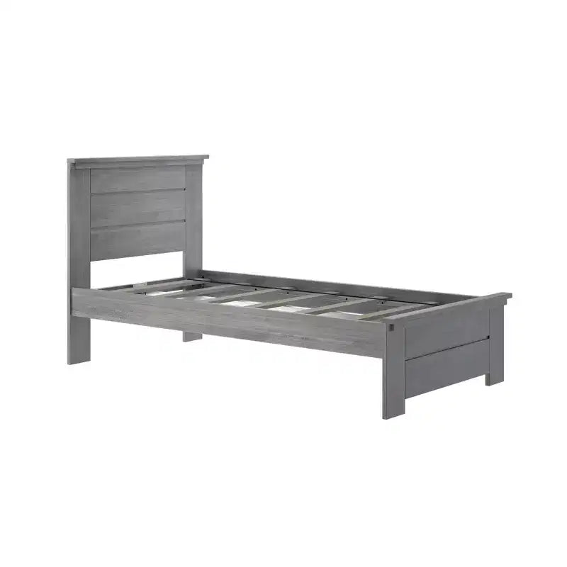Struttura Letto Singolo con Testiera a Pannelli, Letto a Piattaforma Moderno Stile Fattoria in Legno Massello