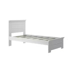 Struttura Letto Singolo con Testiera a Pannelli, Letto a Piattaforma Moderno Stile Fattoria in Legno Massello