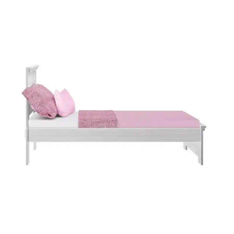 Struttura Letto Singolo con Testiera a Pannelli, Letto a Piattaforma Moderno Stile Fattoria in Legno Massello