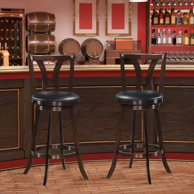 Sgabelli Girevoli da Bar, Sedie con Altezza da Bar da 29,5" con Gambe in Legno di Gomma