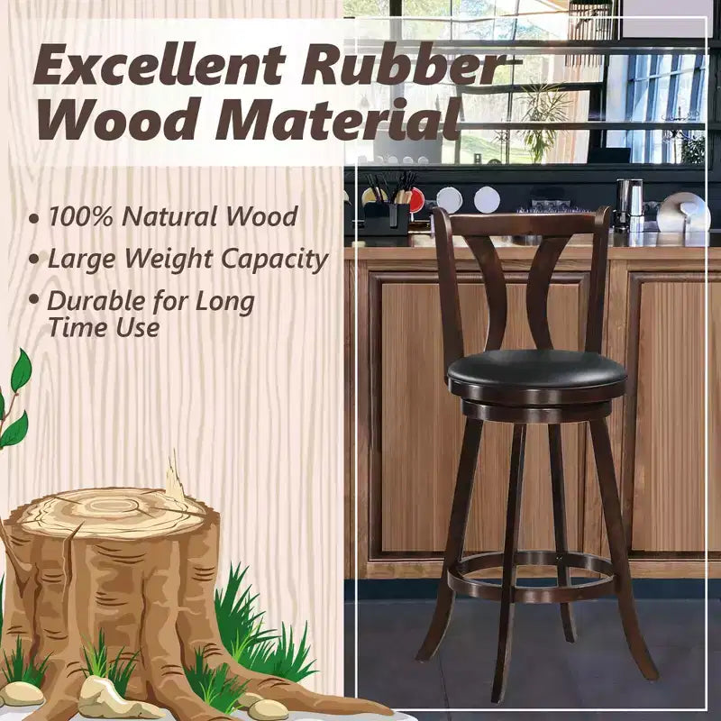 Sgabelli Girevoli da Bar, Sedie con Altezza da Bar da 29,5" con Gambe in Legno di Gomma