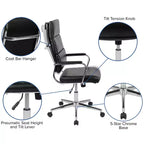Sedia da ufficio ergonomica con schienale alto, braccioli in metallo imbottiti, sedia direzionale girevole per computer e scrivania