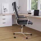 Sedia da ufficio ergonomica con schienale alto, braccioli in metallo imbottiti, sedia direzionale girevole per computer e scrivania