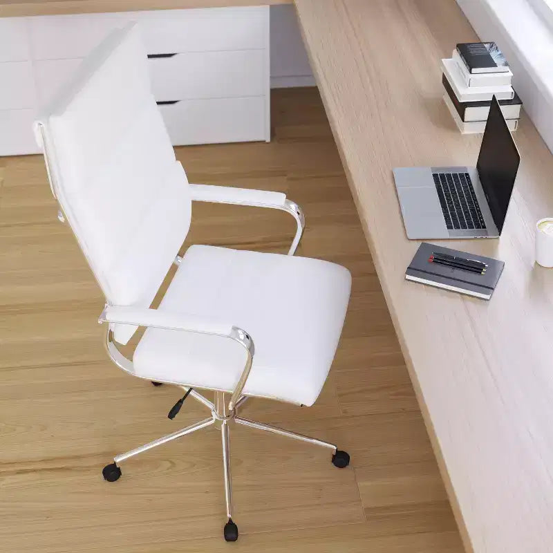 Sedia da ufficio ergonomica con schienale alto, braccioli in metallo imbottiti, sedia direzionale girevole per computer e scrivania