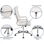 Sedia da ufficio ergonomica con schienale alto, braccioli in metallo imbottiti, sedia direzionale girevole per computer e scrivania