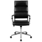 Sedia da ufficio ergonomica con schienale alto, braccioli in metallo imbottiti, sedia direzionale girevole per computer e scrivania