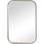Uttermost Rectangular Vanity Accent Wall Mirror Modern Beveled Antique Gold Iron Frame 20 1/4 Wide for Bathroom Bedroom Home