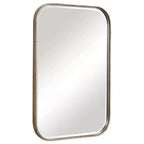 Specchio da parete rettangolare da bagno/camera da letto/casa, moderno con bordo smussato, cornice in ferro dorato anticato, larghezza 51,4 cm