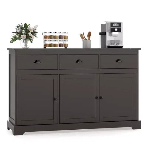Costway 53.5 Storage Cabinet with 3 Drawers 2 Adjustable Shelves Buffet Sideboard