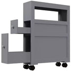 Mobiletto Salvaspazio da Bagno Stretto in Legno con Ruote 6,25 x 20,5 x 28,25
