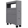 Mobiletto Salvaspazio da Bagno Stretto in Legno con Ruote 6,25 x 20,5 x 28,25