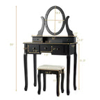 Toeletta Trucco con 5 Cassetti e 12 Luci LED Nera