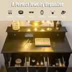 Toeletta Trucco con 5 Cassetti e 12 Luci LED Nera