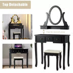 Toeletta Trucco con 5 Cassetti e 12 Luci LED Nera