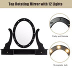 Toeletta Trucco con 5 Cassetti e 12 Luci LED Nera